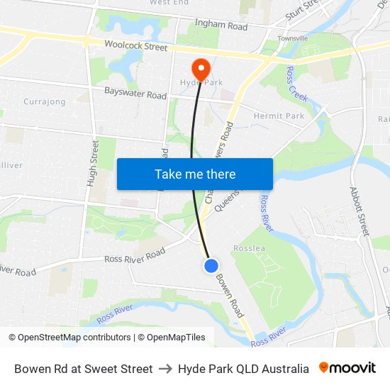 Bowen Rd at Sweet Street to Hyde Park QLD Australia map