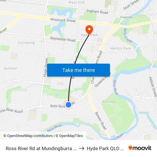 Ross River Rd at Mundingburra State School to Hyde Park QLD Australia map
