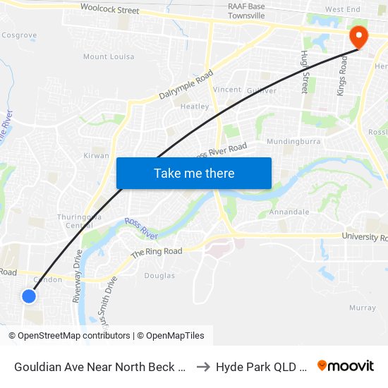 Gouldian Ave Near North Beck Dr Hail 'N' Ride to Hyde Park QLD Australia map