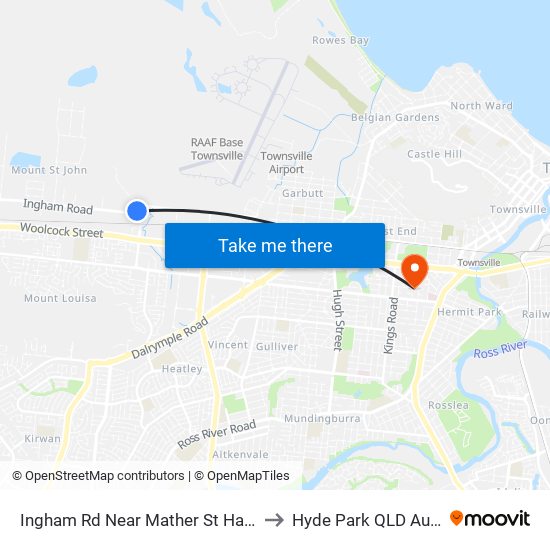 Ingham Rd Near Mather St Hail 'N' Ride to Hyde Park QLD Australia map