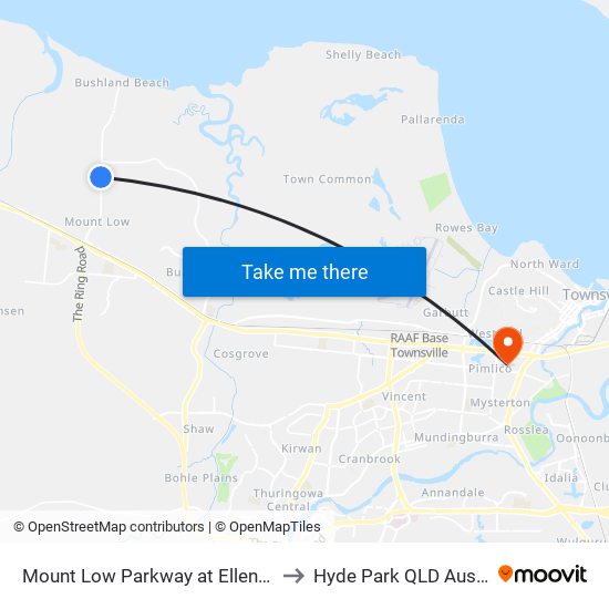 Mount Low Parkway at Ellendale St to Hyde Park QLD Australia map
