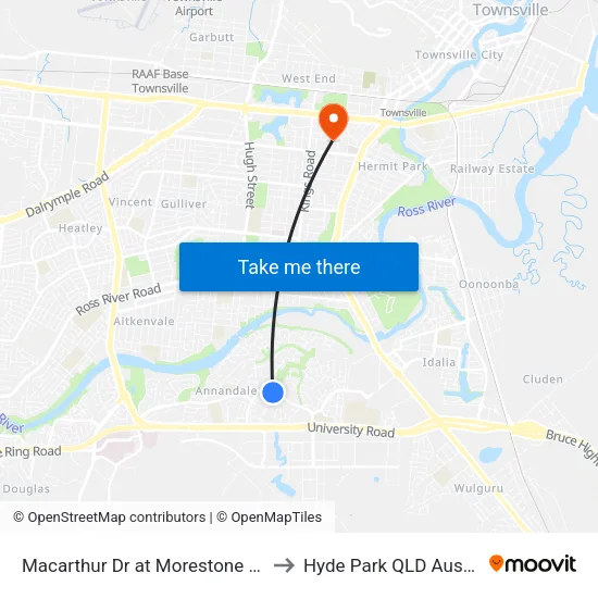 Macarthur Dr at Morestone Street to Hyde Park QLD Australia map