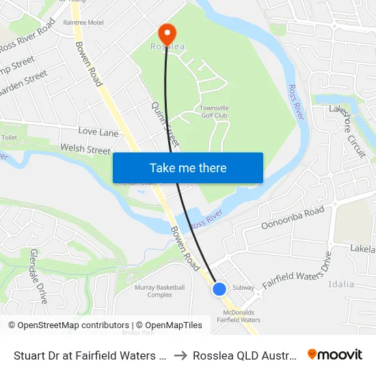 Stuart Dr at Fairfield Waters Drv to Rosslea QLD Australia map