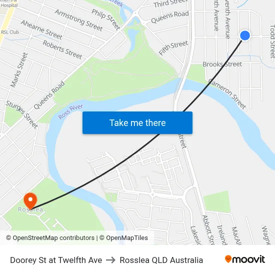 Doorey St at Twelfth Ave to Rosslea QLD Australia map