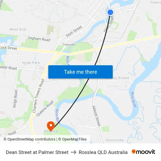 Dean Street at Palmer Street to Rosslea QLD Australia map