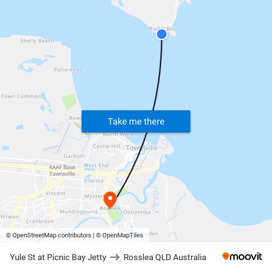 Yule St at Picnic Bay Jetty to Rosslea QLD Australia map
