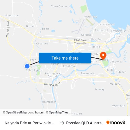 Kalynda Pde at Periwinkle Way to Rosslea QLD Australia map