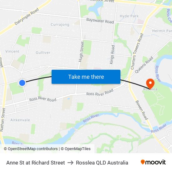 Anne St at Richard Street to Rosslea QLD Australia map