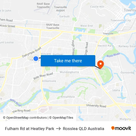 Fulham Rd at Heatley Park to Rosslea QLD Australia map