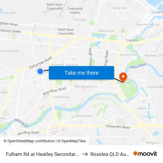 Fulham Rd at Heatley Secondary College to Rosslea QLD Australia map