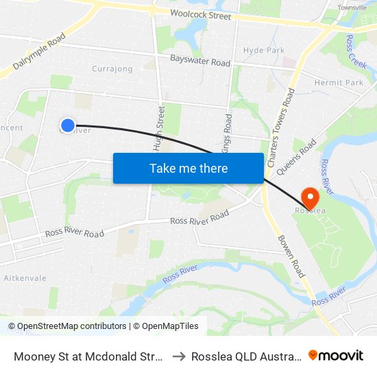 Mooney St at Mcdonald Street to Rosslea QLD Australia map