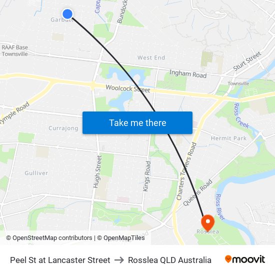 Peel St at Lancaster Street to Rosslea QLD Australia map