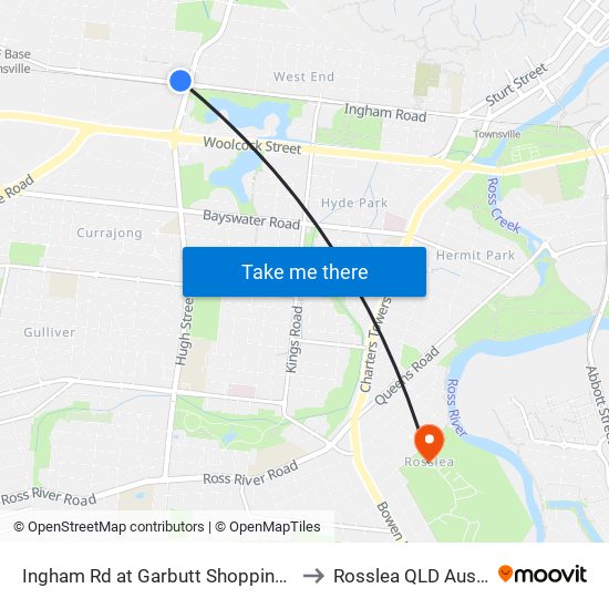 Ingham Rd at Garbutt Shopping Centre to Rosslea QLD Australia map