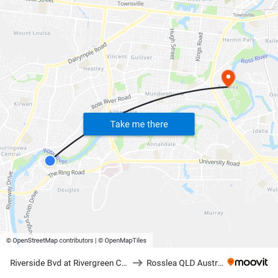 Riverside Bvd at Rivergreen Circuit to Rosslea QLD Australia map