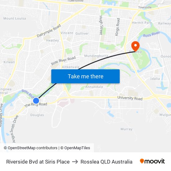 Riverside Bvd at Siris Place to Rosslea QLD Australia map