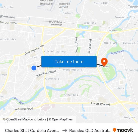 Charles St at Cordelia Avenue to Rosslea QLD Australia map