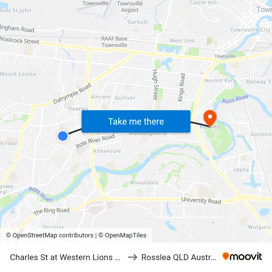 Charles St at Western Lions Park to Rosslea QLD Australia map