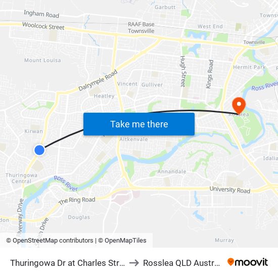 Thuringowa Dr at Charles Street to Rosslea QLD Australia map