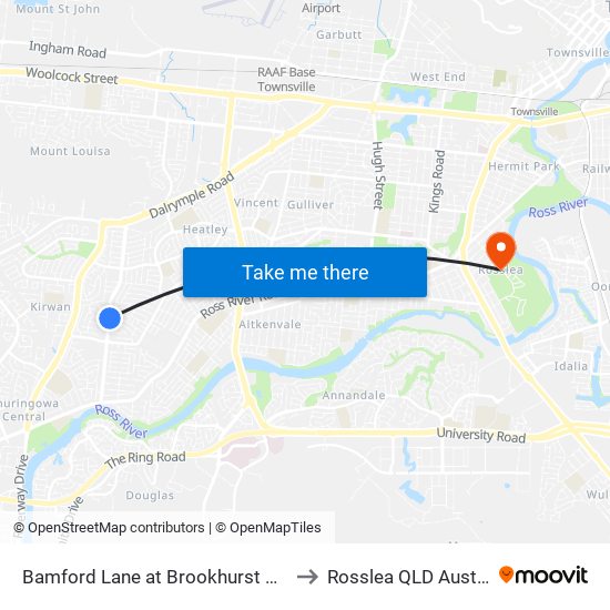 Bamford Lane at Brookhurst Avenue to Rosslea QLD Australia map