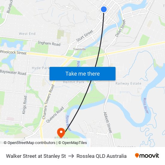 Walker Street at Stanley St to Rosslea QLD Australia map