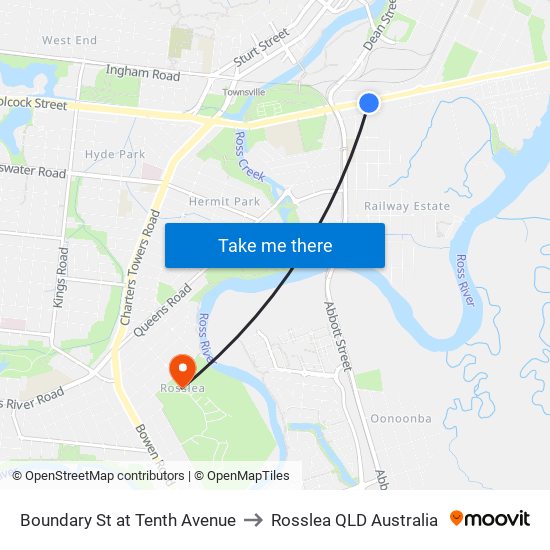 Boundary St at Tenth Avenue to Rosslea QLD Australia map