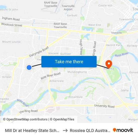 Mill Dr at Heatley State School to Rosslea QLD Australia map