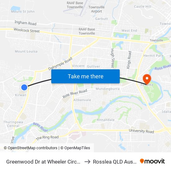 Greenwood Dr at Wheeler Circuit Park to Rosslea QLD Australia map