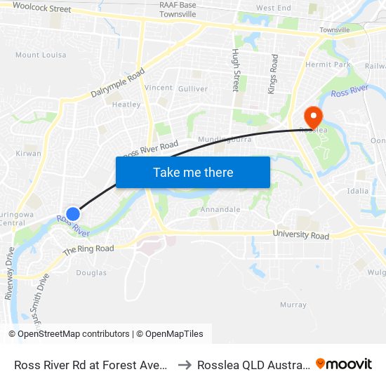 Ross River Rd at Forest Avenue to Rosslea QLD Australia map