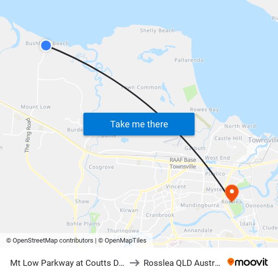 Mt Low Parkway at Coutts Drive to Rosslea QLD Australia map