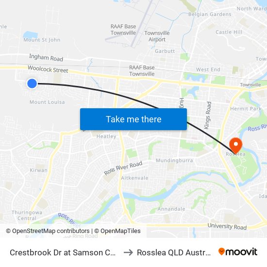 Crestbrook Dr at Samson Court to Rosslea QLD Australia map