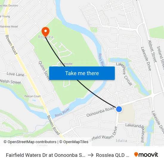 Fairfield Waters Dr at Oonoonba State School Hnr to Rosslea QLD Australia map