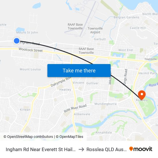 Ingham Rd Near Everett St Hail 'N' Ride to Rosslea QLD Australia map