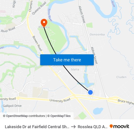 Lakeside Dr at Fairfield Central Shopping Centre to Rosslea QLD Australia map