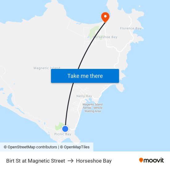 Birt St at Magnetic Street to Horseshoe Bay map