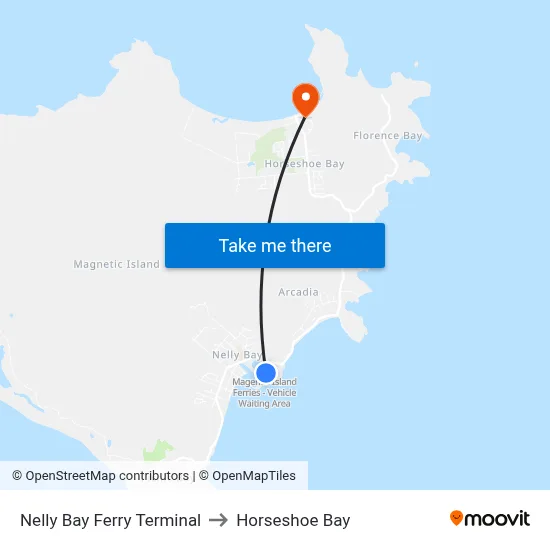 Nelly Bay Ferry Terminal to Horseshoe Bay map