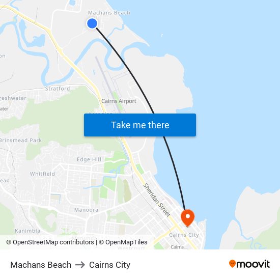 Machans Beach to Cairns City map