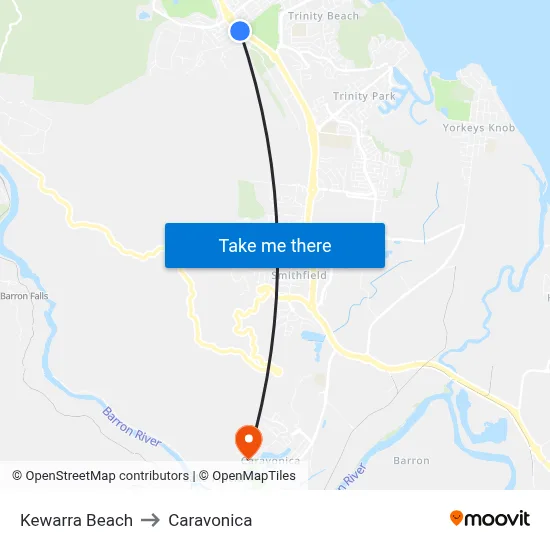 Kewarra Beach to Caravonica map