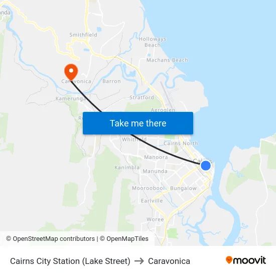 Cairns City Station (Lake Street) to Caravonica map