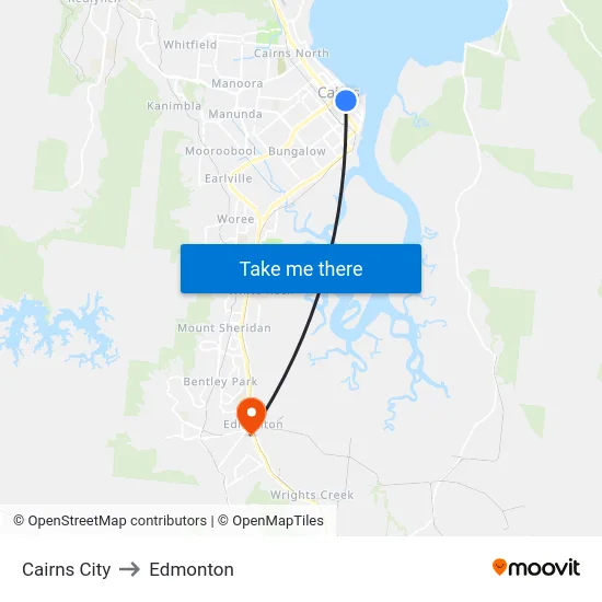 Cairns City to Edmonton map