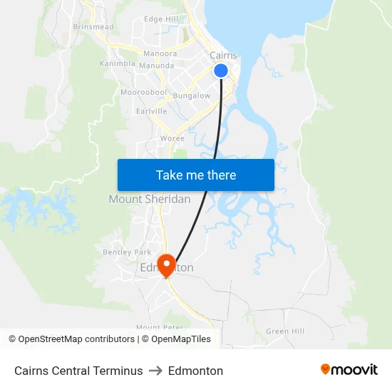 Cairns Central Terminus to Edmonton map