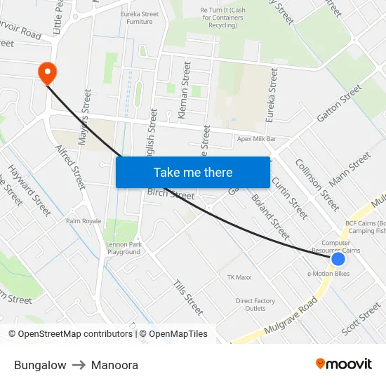 Bungalow to Manoora map