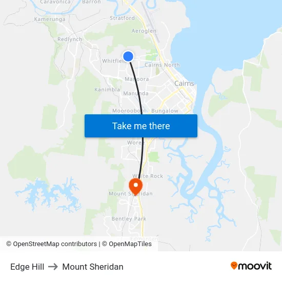 Edge Hill to Mount Sheridan map