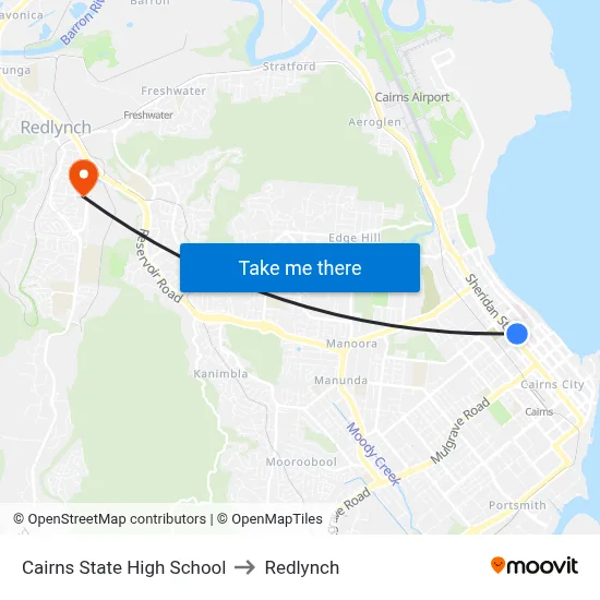 Cairns State High School to Redlynch map