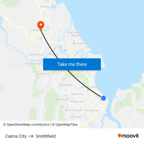 Cairns City to Smithfield map