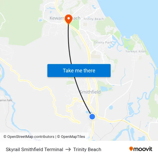 Skyrail Smithfield Terminal to Trinity Beach map