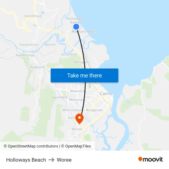 Holloways Beach to Woree map
