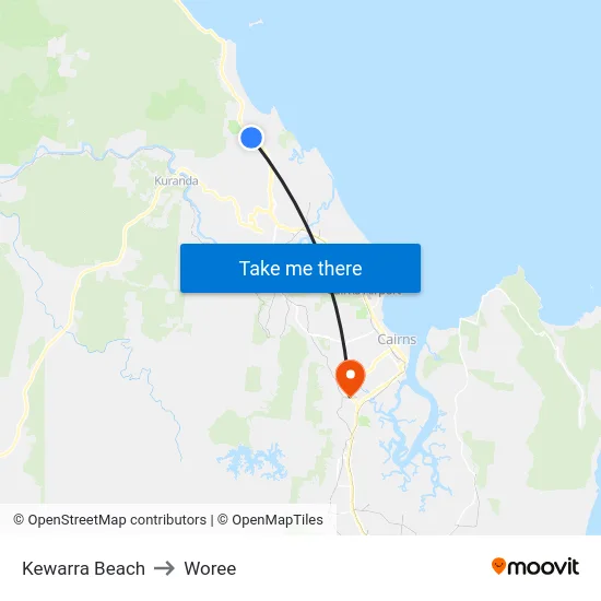 Kewarra Beach to Woree map