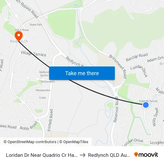 Loridan Dr Near Quadrio Cr Hail'N'Ride to Redlynch QLD Australia map