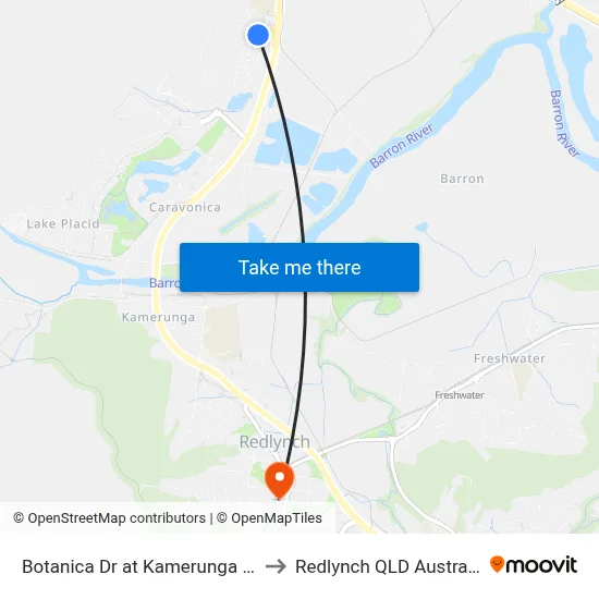 Botanica Dr at Kamerunga Rd to Redlynch QLD Australia map