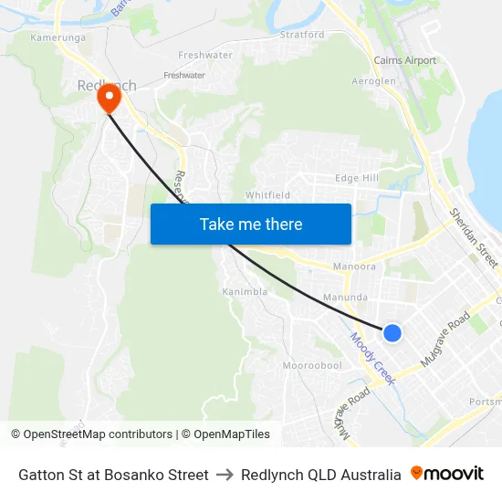 Gatton St at Bosanko Street to Redlynch QLD Australia map